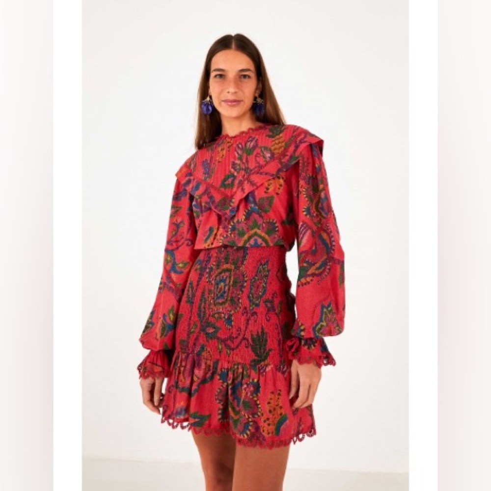 FARM Rio Red Paisley Mini Dress